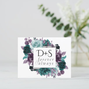 Carte Postale Faire-part Moody Boho Couronne Turquoise et turquoise de fl