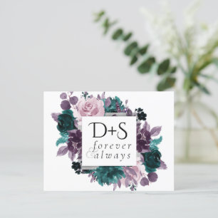 Carte Postale Faire-part Moody Boho   Eggplant Purple Turquoise Enregistrer