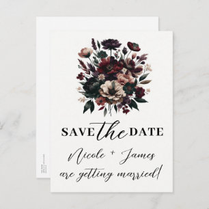Carte Postale Faire-part Moody Rustic Garden Florals Bohemian Enregistrer l
