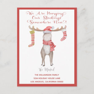 Carte Postale Faire-part Moose de Noël Nous avons déménagé Vacances