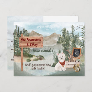 Carte Postale Faire-part Mote mignon chien Westie Woodland Pines Nouvelle a