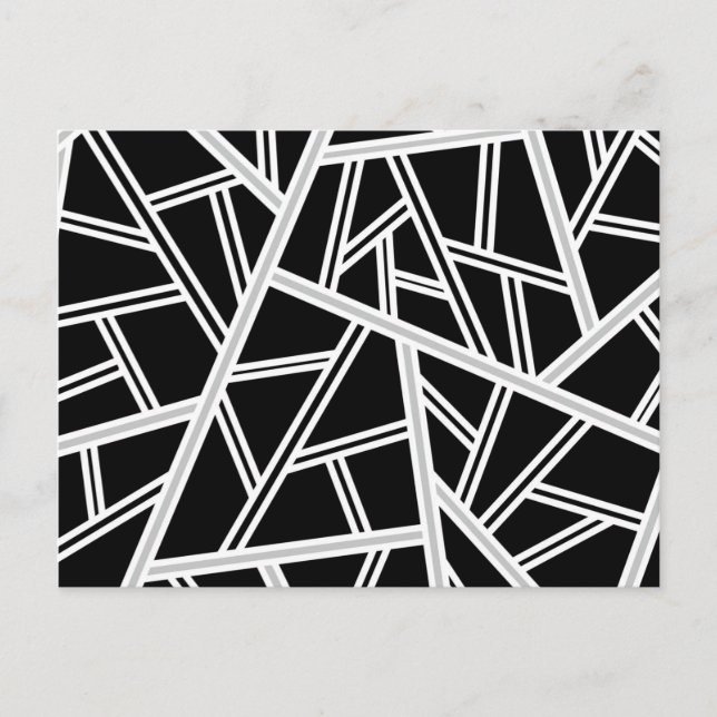 Carte Postale Faire-part Motif géométrique abstrait - gris, noir, blanc. (Devant)