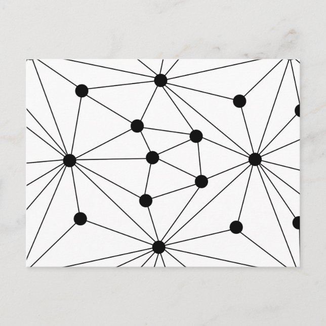 Carte Postale Faire-part Motif géométrique abstrait - noir et blanc. (Devant)