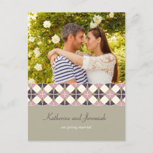 Carte Postale Faire-part Motif géométrique Art déco Photo Enregistrer la da