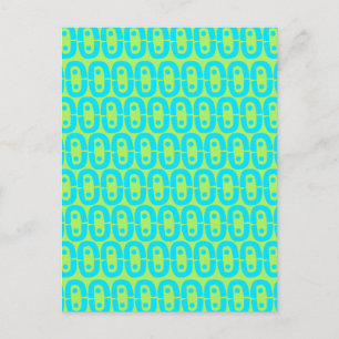 Carte Postale Faire-part Motif géométrique turquoise et vert lime