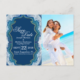 Carte Postale Faire-part Motif turquoise assez bleu élégant de Geode