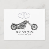 Motocyclette & Cœurs Argentés Biker Save The Date