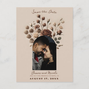 Carte Postale Faire-part Mousse Marron Beige Floral Moccha Faire Part de Ré
