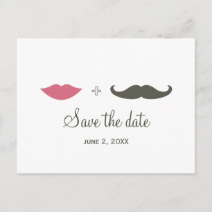 Carte Postale Faire-part Moustache et lèvres élégantes Sauvez la date