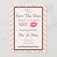 Moustache et Lèvres Péché Chevron Save the Date