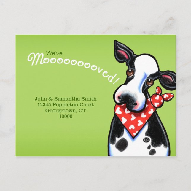 Carte Postale Faire-part Moved Sweetheart Cow Nouvelle adresse Annonces (Devant)