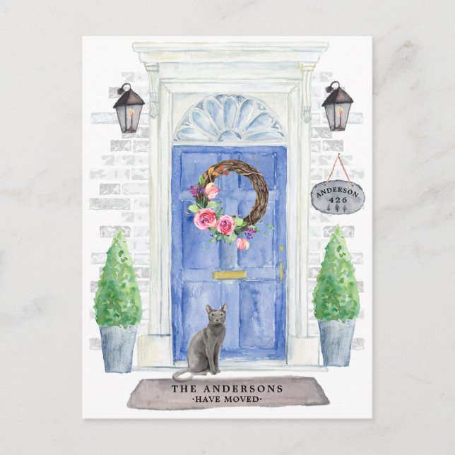 Carte postale Faire-part Moving Chat Russe Bleu (Devant)