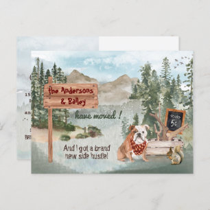 Carte Postale Faire-part Moving English Bulldog Woods Nouvelle adresse     