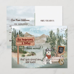 Carte Postale Faire-part Moving Schnauzer Dog Woods Nouvelle adresse