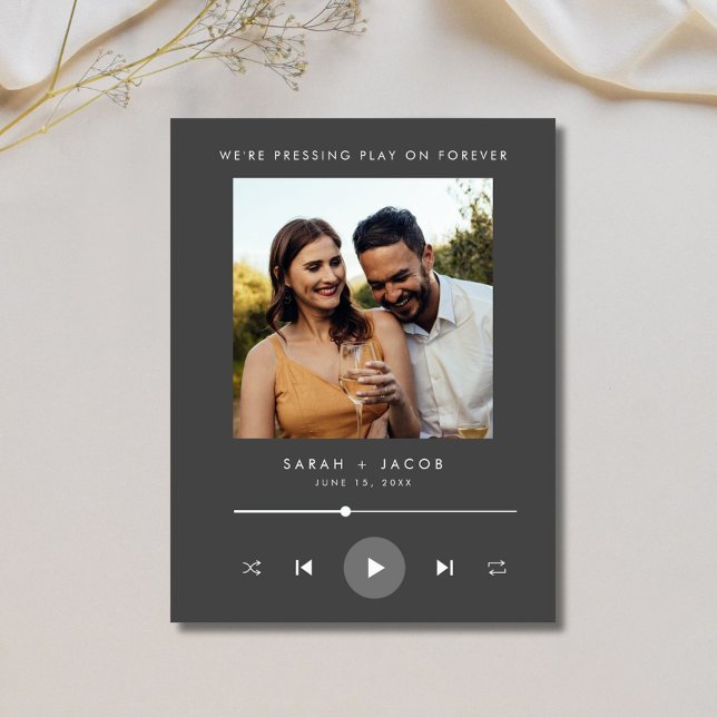 Carte Postale Faire-part Music Player Photo Wedding Enregistrer la date (Music Player Photo Wedding Save the Date)