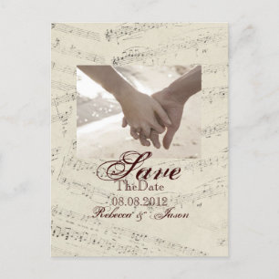 Carte Postale Faire-part Musique romantique moderne notes de mariage enregi