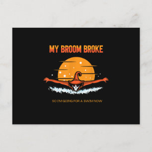 Carte Postale Faire-part My Broom Broke Natation Halloween Conception de l'