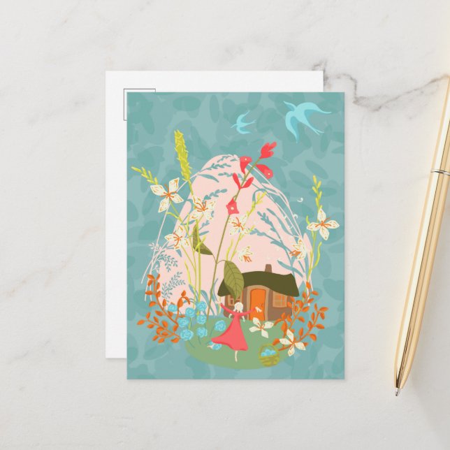 Carte Postale Faire-part My Happy Place (Devant/Arrière en situation)