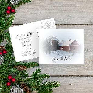 Carte Postale Faire-part Nacre neigeuse et mariage hivernal Silo Enregistre
