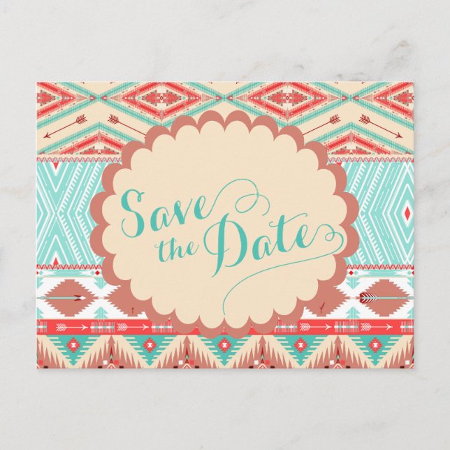 Carte Postale Faire-part Native American Save the Date (Devant)