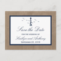 Nautical Lighthouse Burlap Mariage Enregistrer La 