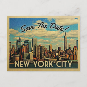 Carte Postale Faire-part New York Ville Enregistrer la date Vintage NYC Mar