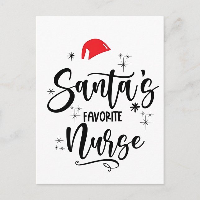 Carte Postale Faire-part Noël de l'infirmière préférée de Santa  (Devant)