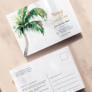 Carte Postale Faire-part Noël de vacances côtières au palmier mobile