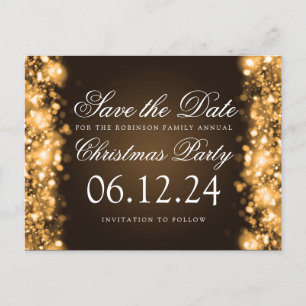 Carte Postale Faire-part Noël Enregistrer La Date Éclairage Or
