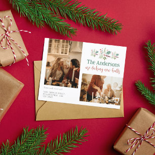 Carte Postale Faire-part Noël Famille Deck Nouvelles Halls Photo Déplacemen