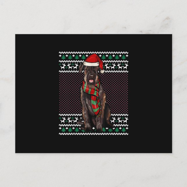 Carte Postale Faire-part Noël Géant Schnauzer Chien Santa Hat Noël laid (Devant)
