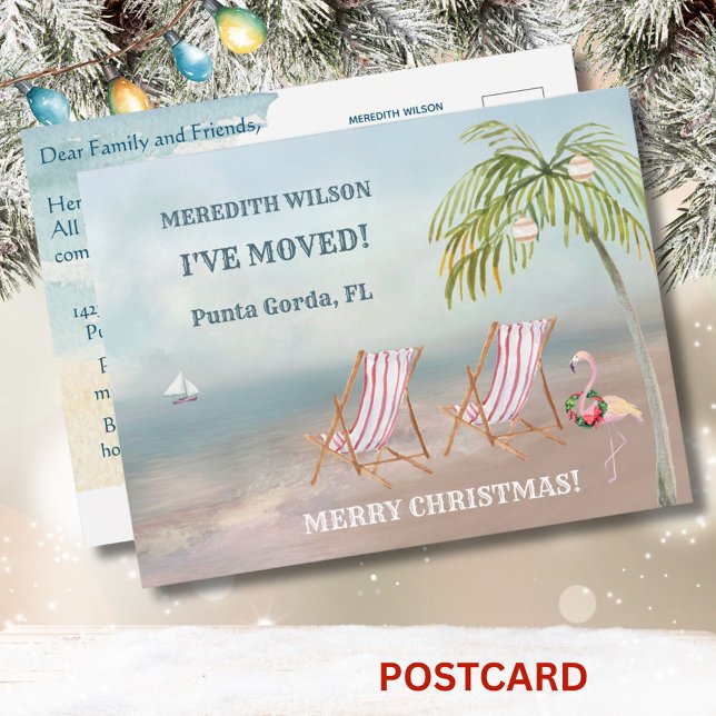 Carte Postale Faire-part Noël J'ai déménagé Ocean Beach Budget Move (Créateur téléchargé)