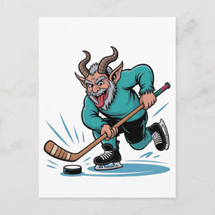 Carte Postale Faire-part Noël Joue au Hockey sur Glace Spooky Noël Sport