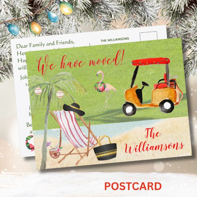 Carte Postale Faire-part Noël Nous avons déménagé Ocean Beach Budget (Créateur téléchargé)
