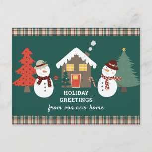 Carte Postale Faire-part Noël Plaid Salutations de New Home Moving