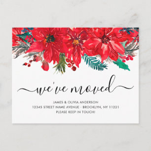 Carte Postale Faire-part Noël Poinsettia Nous avons déménagé Nouvelle Maiso