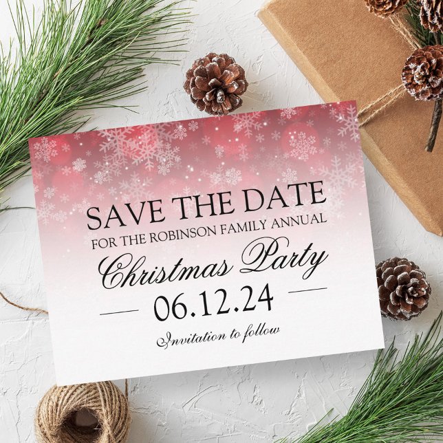 Carte Postale Faire-part Noël Sauvegarder La Date Fête Étincelle Rouge (Christmas Save The Date Holiday Sparkle Red Announcement Postcard)