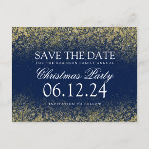 Carte Postale Faire-part Noël Sauvez La Date Or Parties scintillant Poussiè
