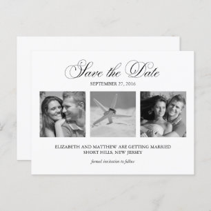 Carte Postale Faire-part Noir et Blanc photo mariage Enregistrer la date