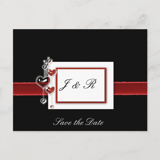 Carte Postale Faire-part noir et rouge save the date (Devant)