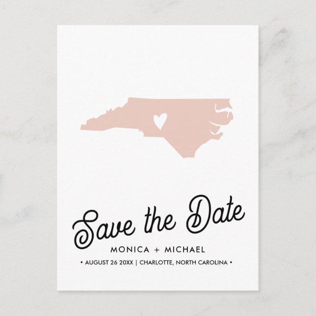 Carte Postale Faire-part NORTH CAROLINA State Destination Mariage N'IMPORTE (Devant)