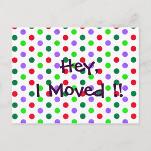 Carte Postale Faire-part Notifications de nouvelle maison amusante à pois