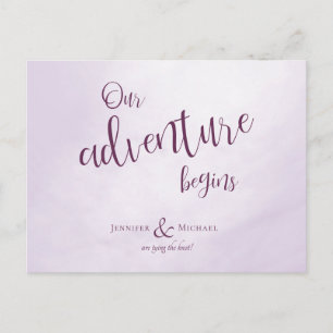 Carte Postale Faire-part Notre aventure commence calligraphie plum mariage