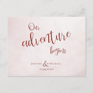 Carte Postale Faire-part Notre aventure commence maron calligraphie mariage