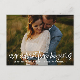 Carte Postale Faire-part Notre aventure Sauvez la date Photo WHITE