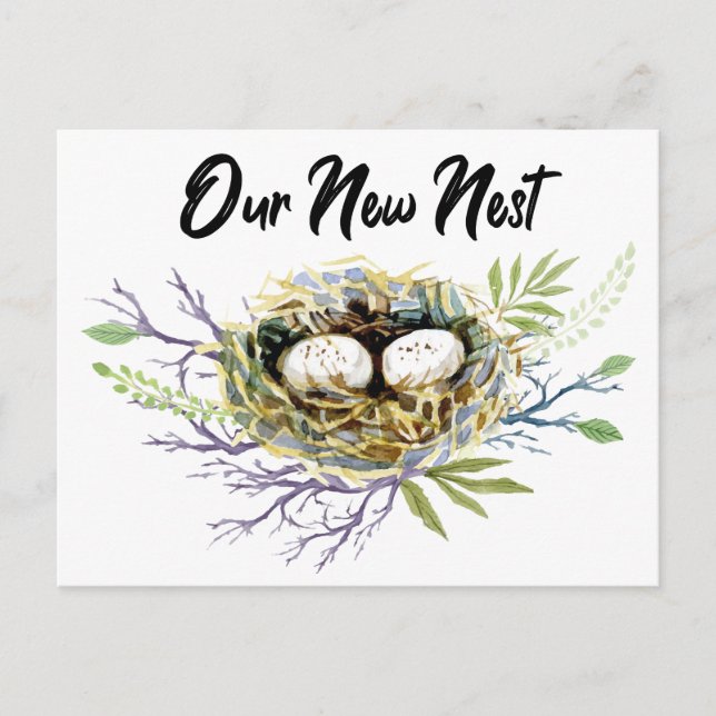 Carte Postale Faire-part Notre nouvelle aquarelle de nid Moving (Devant)