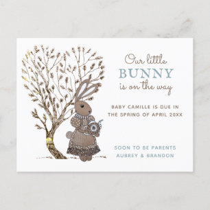 Carte Postale Faire-part Notre petite annonce de grossesse de lapin de bois