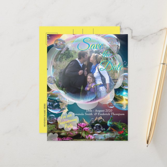 Carte Postale Faire-part Notre Soleil est une étoile et un donneur de vie (Devant/Arrière en situation)