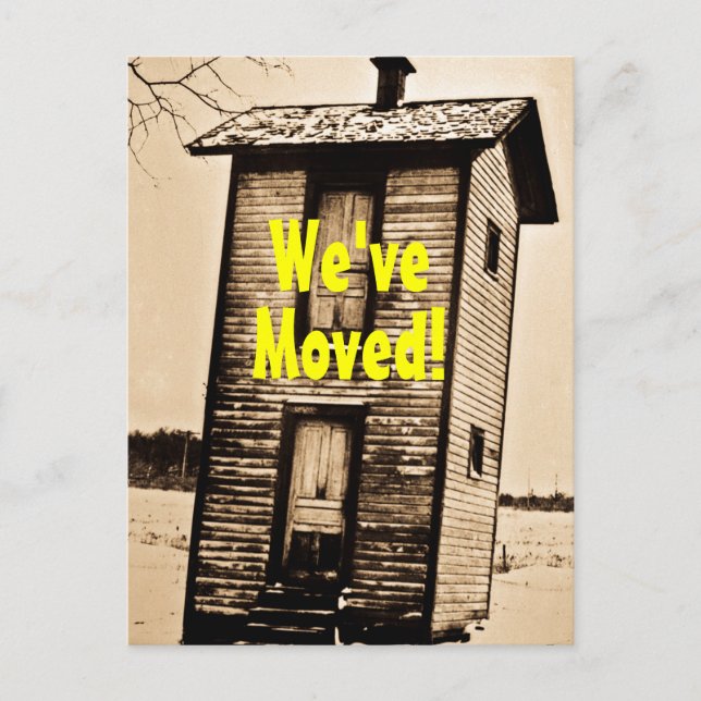 Carte Postale Faire-part Nous avons bougé ! Outhouse vintage de 2 étages (Devant)