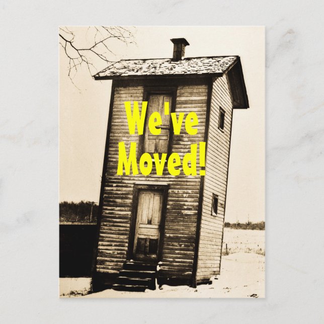 Carte Postale Faire-part Nous avons bougé ! Outhouse vintage de 2 étages (Devant)